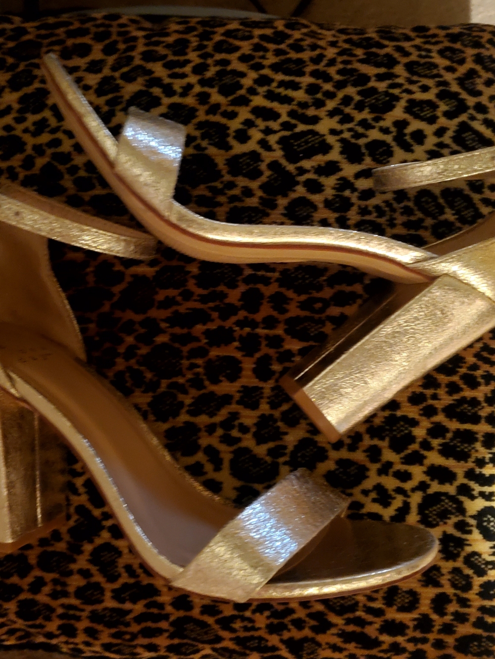 A New Day GOLD Metallic Block Heel Sandals - Women Size 8